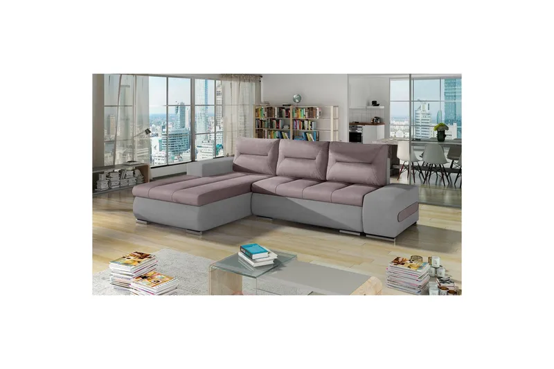 Seksjon Eltap Ottavio 275x180x85 cm - Soro 61, Soro 83, Rosa, Hvit, Venstre - Møbler - Sofaer - Sovesofaer