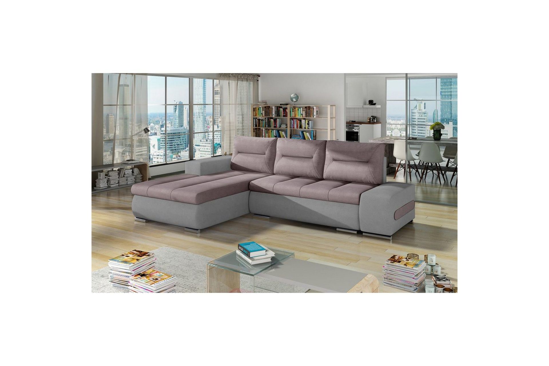 Seksjon Eltap Ottavio 275x180x85 cm - Soro 61, Soro 83, Rosa, Hvit, Venstre