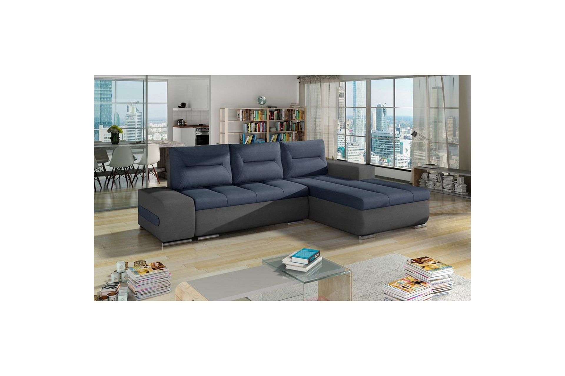 Seksjon Eltap Ottavio 275x180x85 cm - Soro 76, Soro 93, Blå, Grå, Høyre