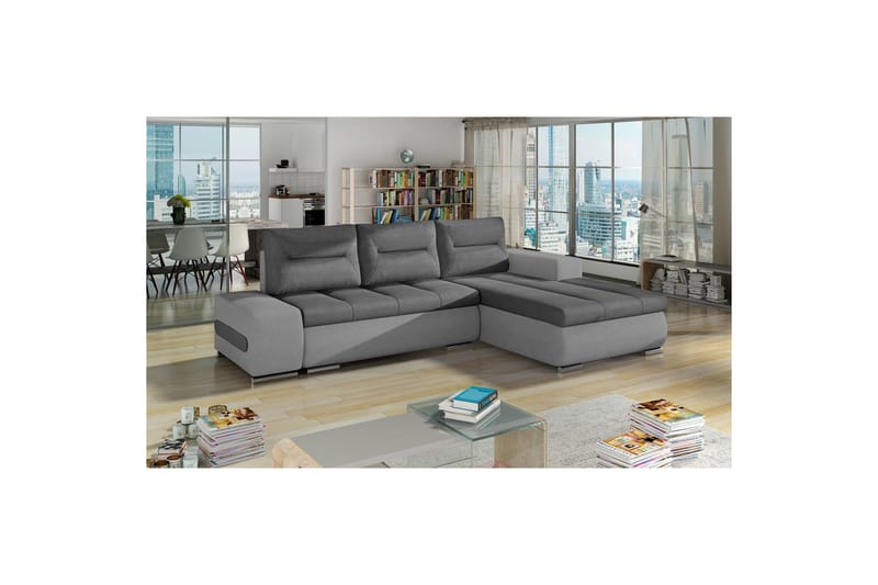 Seksjon Eltap Ottavio 275x180x85 cm - Soro 93, Soro 83, Grå, Hvit, Høyre - Møbler - Sofaer - Sovesofaer