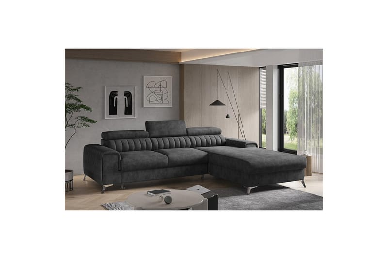 Seksjonssofa Eltap Grayson 278x205x92 cm - Leve 6, Mørk Grå, Høyre - Møbler - Sofaer - Sovesofaer