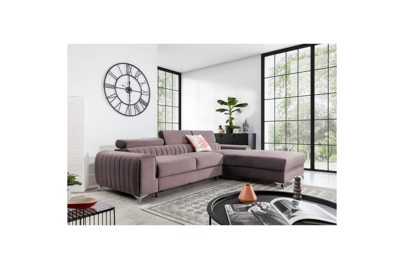 Seksjonssofa Eltap Grayson 278x205x92 cm - Loco 24, Rosa, Høyre - Møbler - Sofaer - Sovesofaer