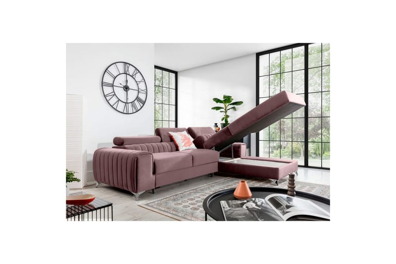 Seksjonssofa Eltap Grayson 278x205x92 cm - Loco 24, Rosa, Høyre - Møbler - Sofaer - Sovesofaer