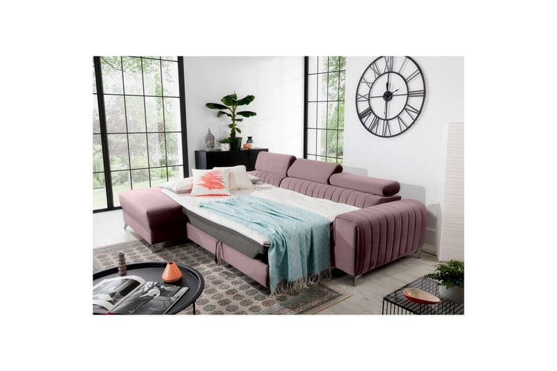 Seksjonssofa Eltap Grayson 278x205x92 cm - Loco 24, Rosa, Venstre - Møbler - Sofaer - Sovesofaer