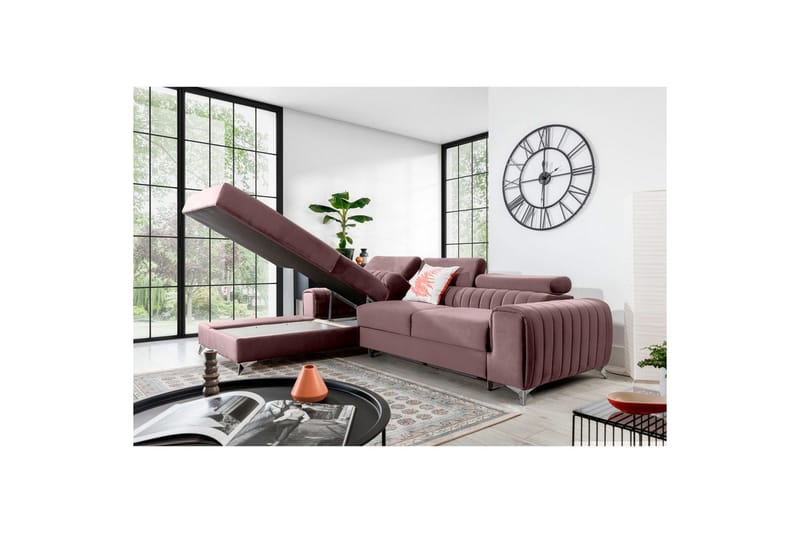 Seksjonssofa Eltap Grayson 278x205x92 cm - Loco 24, Rosa, Venstre - Møbler - Sofaer - Sovesofaer