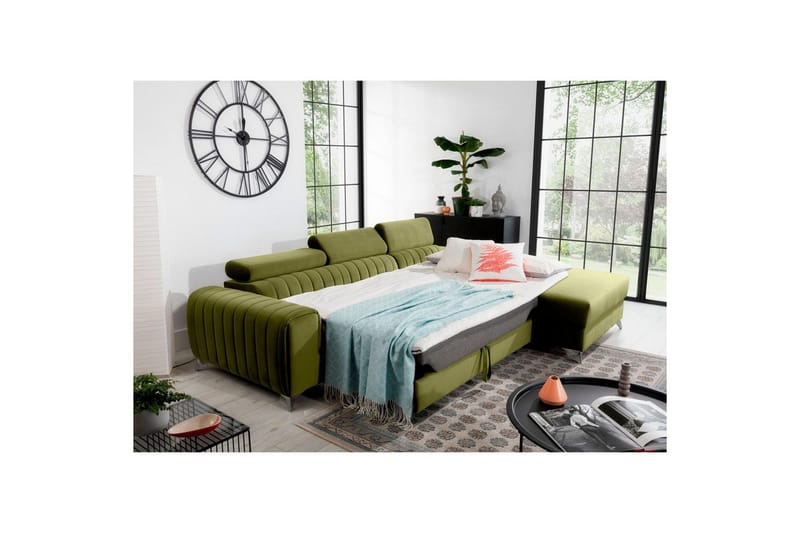 Seksjonssofa Eltap Grayson 278x205x92 cm - Loco 33, Grønn, Høyre - Møbler - Sofaer - Sovesofaer