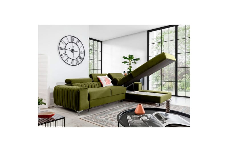 Seksjonssofa Eltap Grayson 278x205x92 cm - Loco 33, Grønn, Høyre - Møbler - Sofaer - Sovesofaer