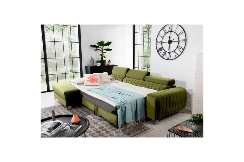 Seksjonssofa Eltap Grayson 278x205x92 cm - Loco 33, Grønn, Venstre - Møbler - Sofaer - Sovesofaer
