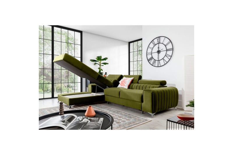 Seksjonssofa Eltap Grayson 278x205x92 cm - Loco 33, Grønn, Venstre - Møbler - Sofaer - Sovesofaer