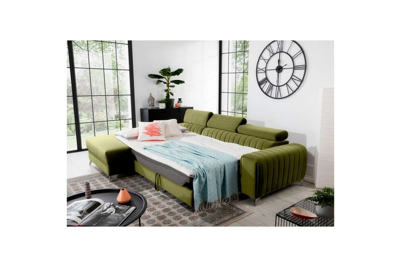Seksjonssofa Eltap Grayson 278x205x92 cm - Loco 33, Grønn, Venstre - Møbler - Sofaer - Sovesofaer