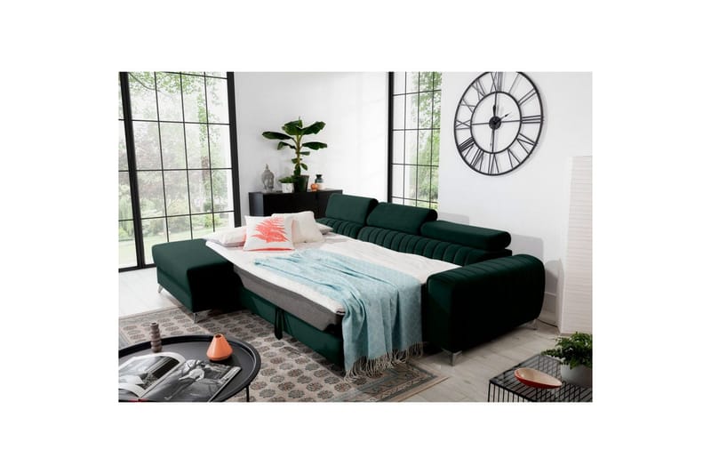 Seksjonssofa Eltap Grayson 278x205x92 cm - Loco 35, Mørk Grønn, Venstre - Møbler - Sofaer - Sovesofaer