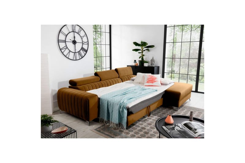 Seksjonssofa Eltap Grayson 278x205x92 cm - Loco 45, Gul, Høyre - Møbler - Sofaer - Sovesofaer