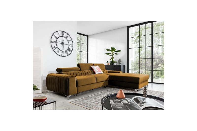 Seksjonssofa Eltap Grayson 278x205x92 cm - Loco 45, Gul, Høyre - Møbler - Sofaer - Sovesofaer