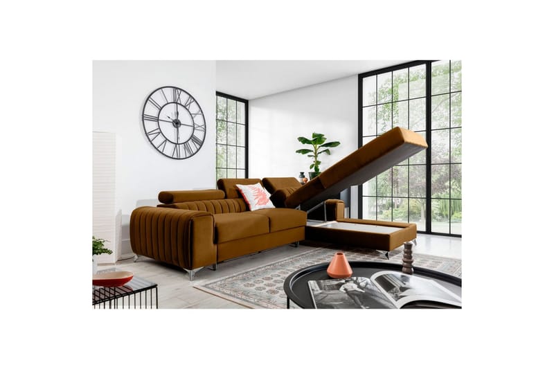 Seksjonssofa Eltap Grayson 278x205x92 cm - Loco 45, Gul, Høyre - Møbler - Sofaer - Sovesofaer