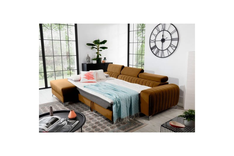 Seksjonssofa Eltap Grayson 278x205x92 cm - Loco 45, Gul, Venstre - Møbler - Sofaer - Sovesofaer