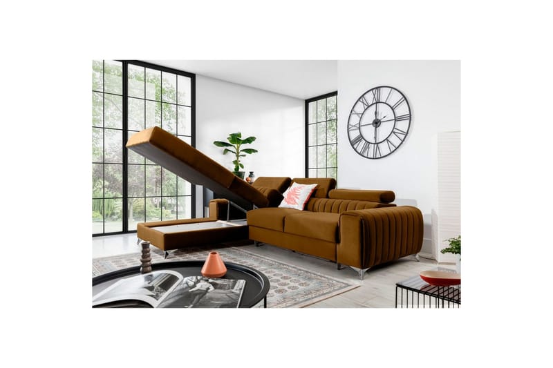 Seksjonssofa Eltap Grayson 278x205x92 cm - Loco 45, Gul, Venstre - Møbler - Sofaer - Sovesofaer
