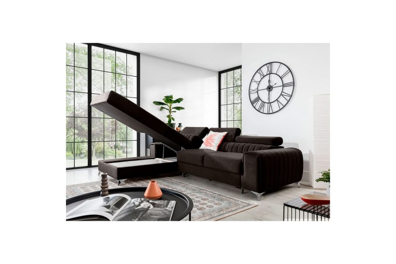 Seksjonssofa Eltap Grayson 278x205x92 cm - Nube 22, Brun, Venstre - Møbler - Sofaer - Sovesofaer