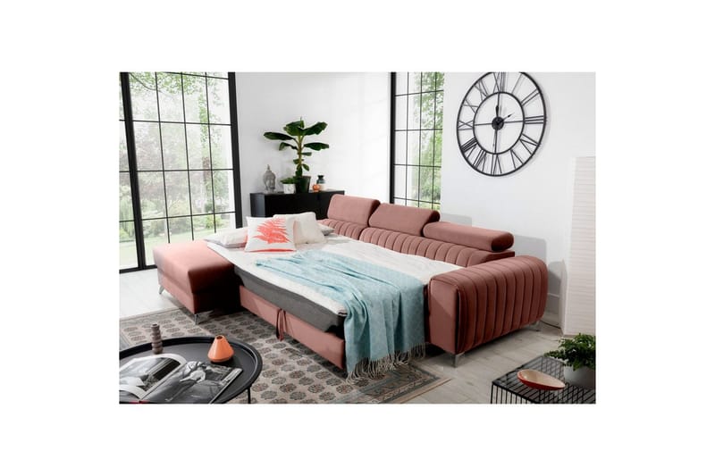 Seksjonssofa Eltap Grayson 278x205x92 cm - Nube 24, Rosa, Venstre - Møbler - Sofaer - Sovesofaer