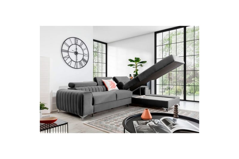 Seksjonssofa Eltap Grayson 278x205x92 cm - Nube 3, Lys Grå, Høyre - Møbler - Sofaer - Sovesofaer