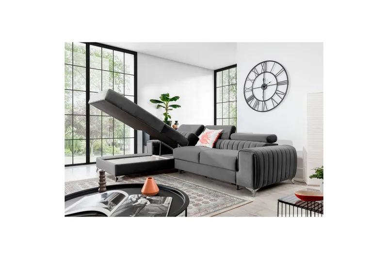Seksjonssofa Eltap Grayson 278x205x92 cm - Nube 3, Lys Grå, Venstre - Møbler - Sofaer - Sovesofaer