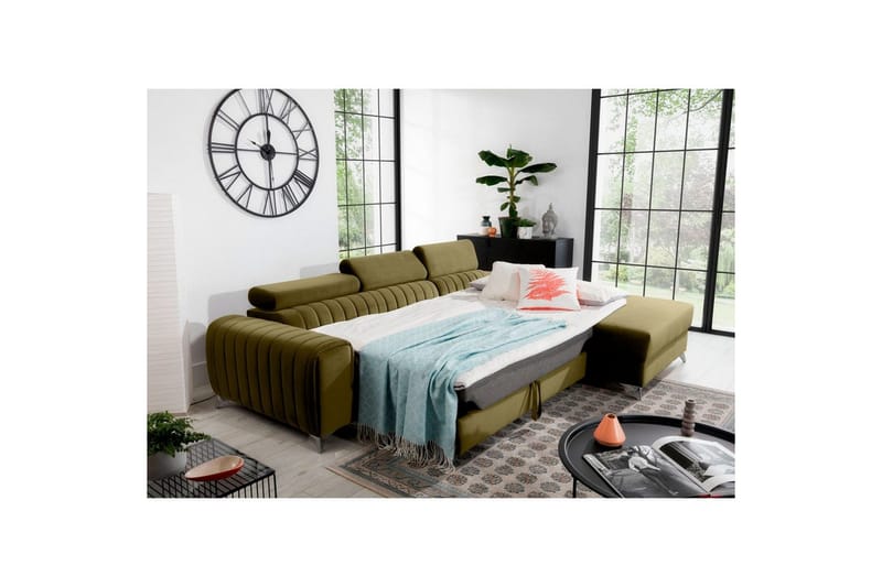 Seksjonssofa Eltap Grayson 278x205x92 cm - Nube 33, Grønn, Høyre - Møbler - Sofaer - Sovesofaer