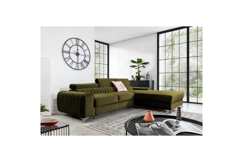 Seksjonssofa Eltap Grayson 278x205x92 cm - Nube 33, Grønn, Høyre - Møbler - Sofaer - Sovesofaer