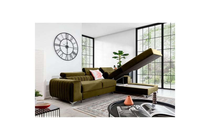 Seksjonssofa Eltap Grayson 278x205x92 cm - Nube 33, Grønn, Høyre - Møbler - Sofaer - Sovesofaer