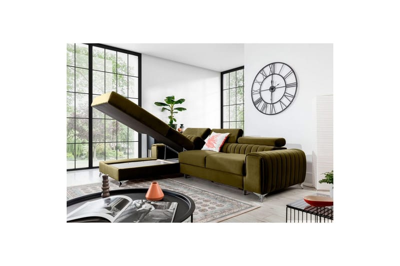 Seksjonssofa Eltap Grayson 278x205x92 cm - Nube 33, Grønn, Venstre - Møbler - Sofaer - Sovesofaer