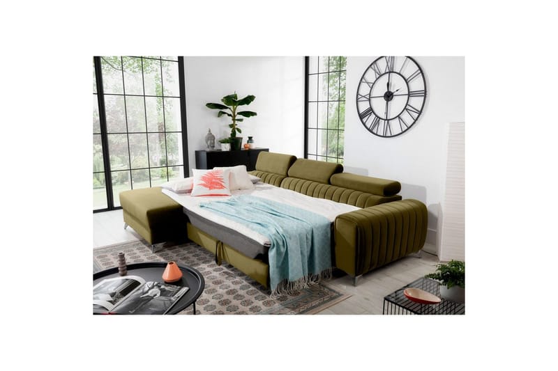 Seksjonssofa Eltap Grayson 278x205x92 cm - Nube 33, Grønn, Venstre - Møbler - Sofaer - Sovesofaer
