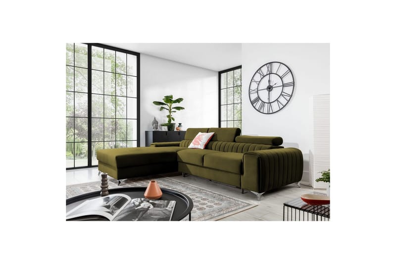 Seksjonssofa Eltap Grayson 278x205x92 cm - Nube 33, Grønn, Venstre - Møbler - Sofaer - Sovesofaer