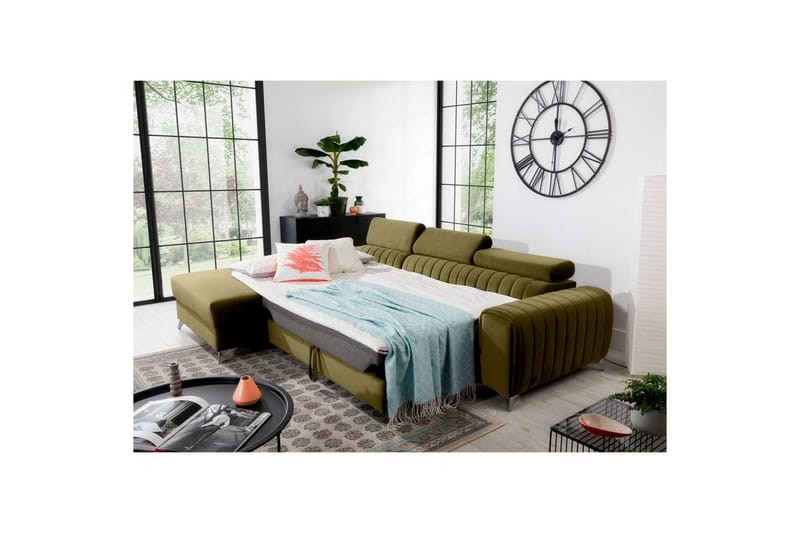 Seksjonssofa Eltap Grayson 278x205x92 cm - Nube 33, Grønn, Venstre - Møbler - Sofaer - Sovesofaer