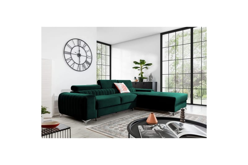 Seksjonssofa Eltap Grayson 278x205x92 cm - Nube 35, Grønn, Høyre - Møbler - Sofaer - Sovesofaer