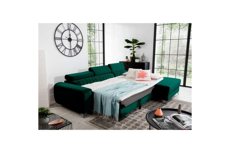 Seksjonssofa Eltap Grayson 278x205x92 cm - Nube 35, Grønn, Høyre - Møbler - Sofaer - Sovesofaer