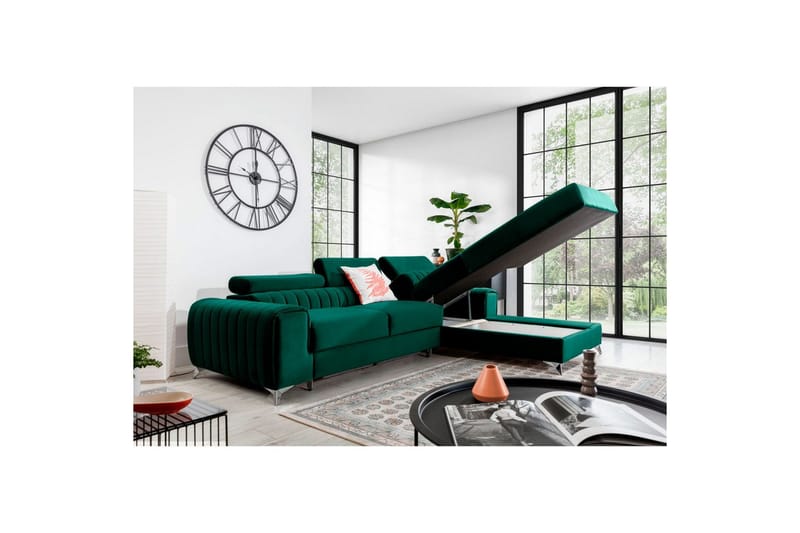 Seksjonssofa Eltap Grayson 278x205x92 cm - Nube 35, Grønn, Høyre - Møbler - Sofaer - Sovesofaer