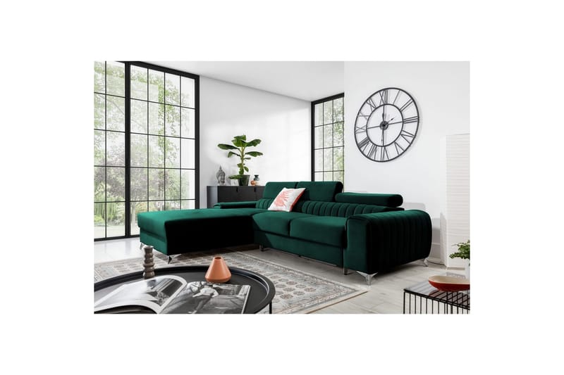 Seksjonssofa Eltap Grayson 278x205x92 cm - Nube 35, Grønn, Venstre - Møbler - Sofaer - Sovesofaer