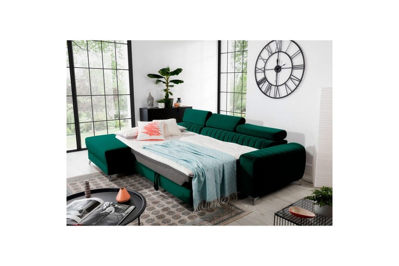 Seksjonssofa Eltap Grayson 278x205x92 cm - Nube 35, Grønn, Venstre - Møbler - Sofaer - Sovesofaer
