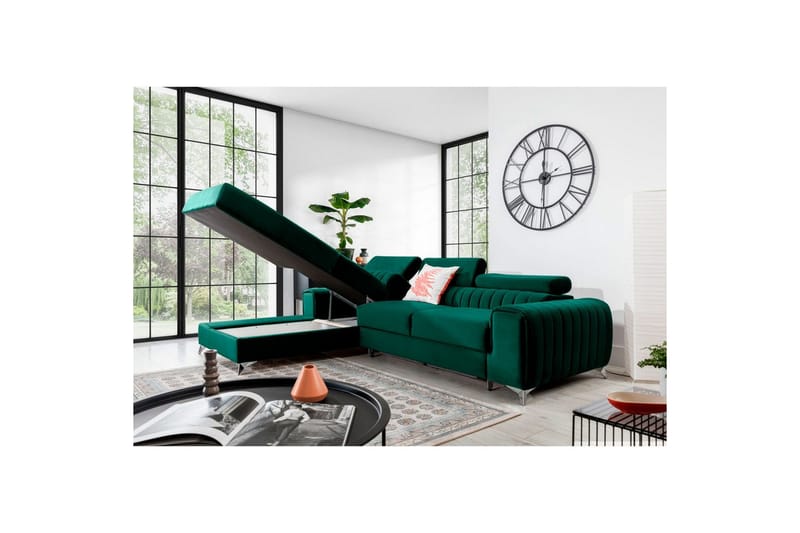 Seksjonssofa Eltap Grayson 278x205x92 cm - Nube 35, Grønn, Venstre - Møbler - Sofaer - Sovesofaer