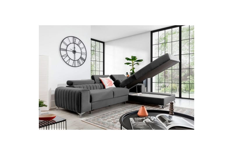 Seksjonssofa Eltap Grayson 278x205x92 cm - Nube 4, Lys Grå, Høyre - Møbler - Sofaer - Sovesofaer