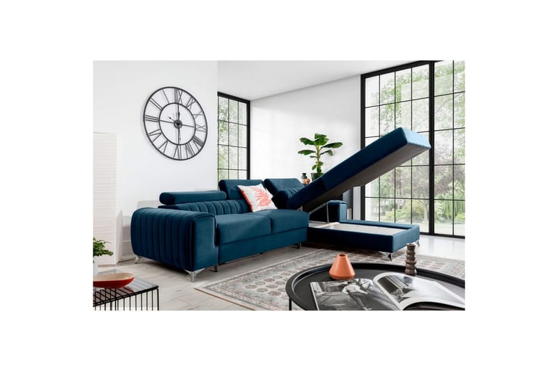 Seksjonssofa Eltap Grayson 278x205x92 cm - Nube 40, Blå, Høyre - Møbler - Sofaer - Sovesofaer