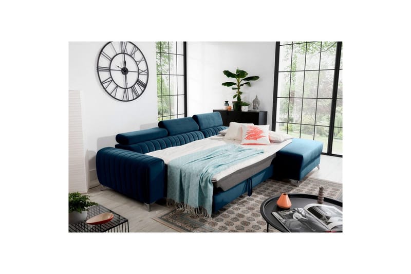 Seksjonssofa Eltap Grayson 278x205x92 cm - Nube 40, Blå, Høyre - Møbler - Sofaer - Sovesofaer