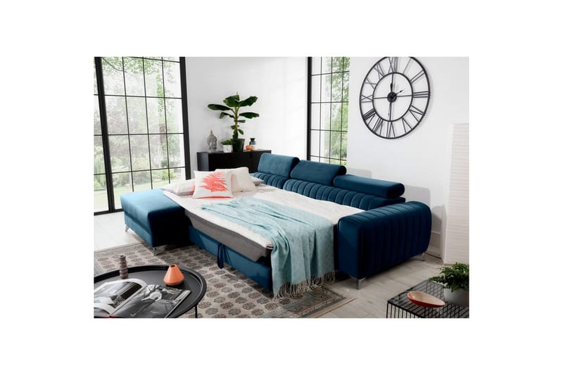 Seksjonssofa Eltap Grayson 278x205x92 cm - Nube 40, Blå, Venstre - Møbler - Sofaer - Sovesofaer