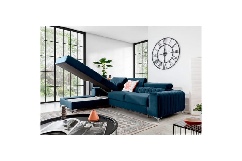 Seksjonssofa Eltap Grayson 278x205x92 cm - Nube 40, Blå, Venstre - Møbler - Sofaer - Sovesofaer