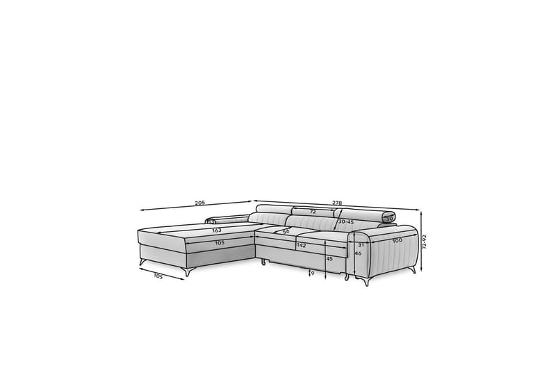 Seksjonssofa Eltap Grayson 278x205x92 cm - Sola 4, Venstre - Møbler - Sofaer - Sovesofaer