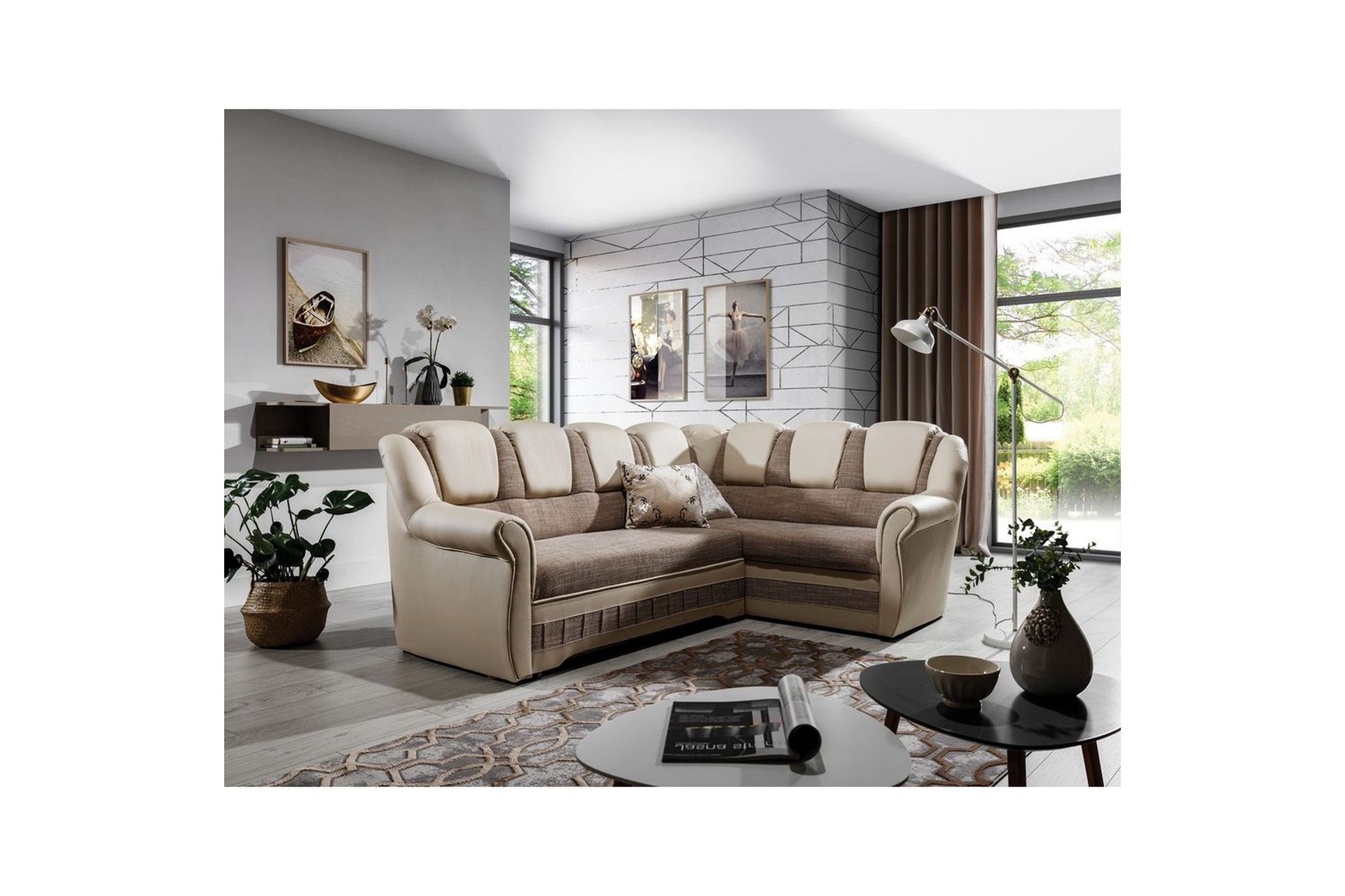 Seksjonssofa Eltap Lord II 243x195x112 cm - Berlin 03, Myk 33, Beige, Høyre