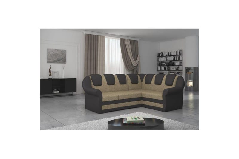 Seksjonssofa Eltap Lord II 243x195x112 cm - Berlin 03, Myk 66, Beige, Mørk Brun, Høyre - Møbler - Sofaer - Sovesofaer