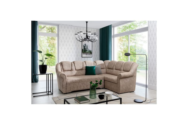 Seksjonssofa Eltap Lord II 243x195x112 cm - Dora 21, Beige, Høyre - Møbler - Sofaer - Sovesofaer