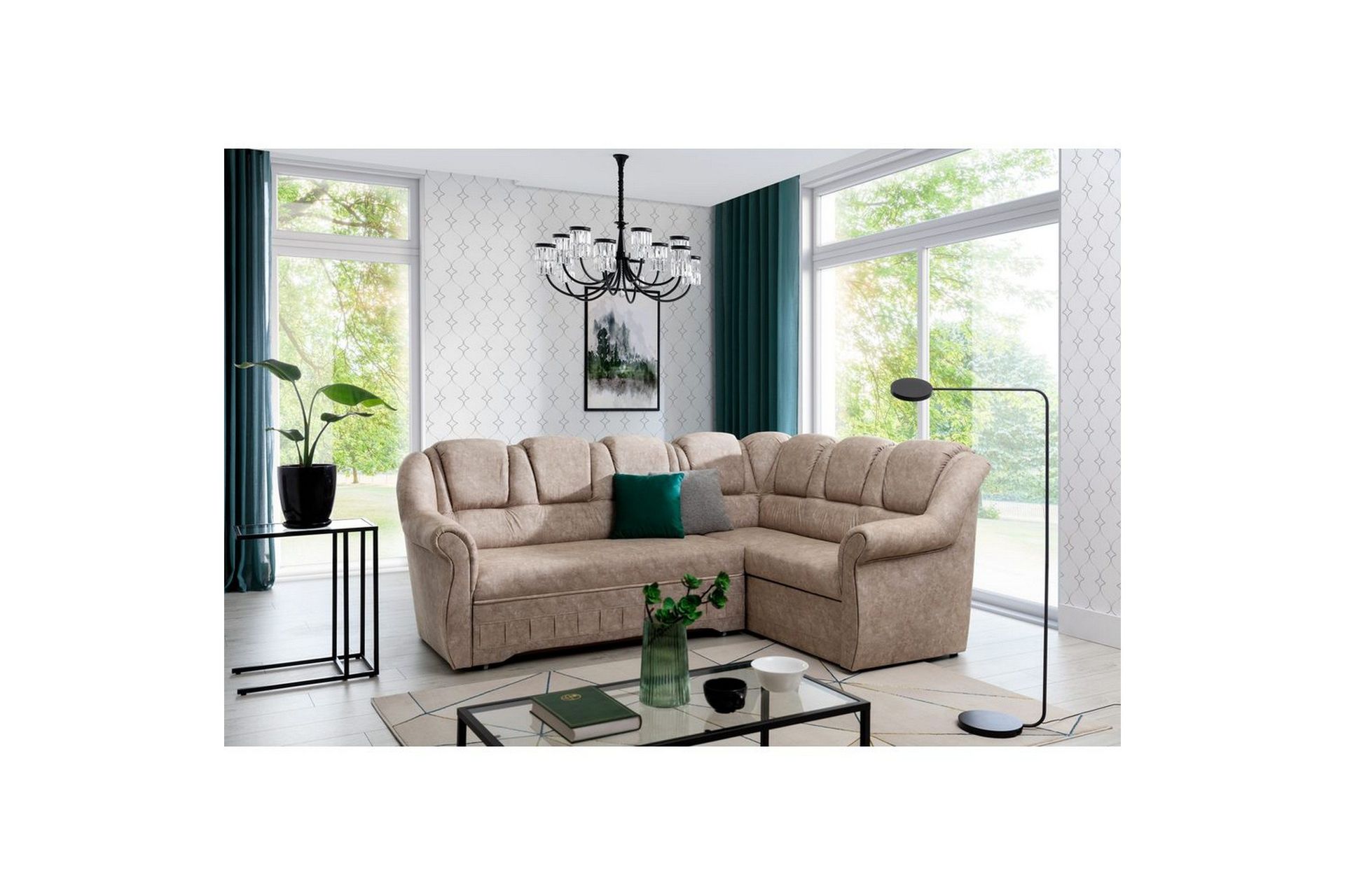 Seksjonssofa Eltap Lord II 243x195x112 cm - Dora 21, Beige, Høyre