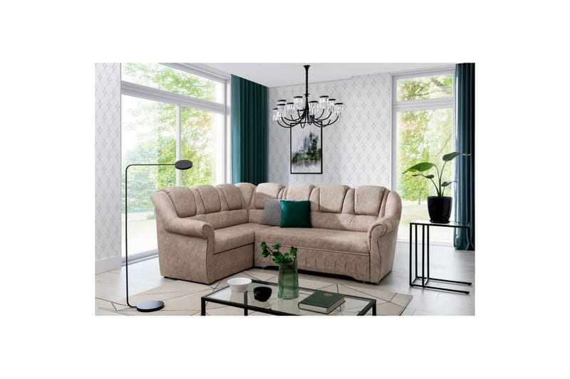 Seksjonssofa Eltap Lord II 243x195x112 cm - Dora 21, Beige, Venstre - Møbler - Sofaer - Sovesofaer