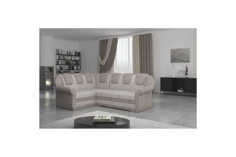 Seksjonssofa Eltap Lord II 243x195x112 cm - Dora 21, Dora 22, Beige, Brun, Venstre - Møbler - Sofaer - Sovesofaer