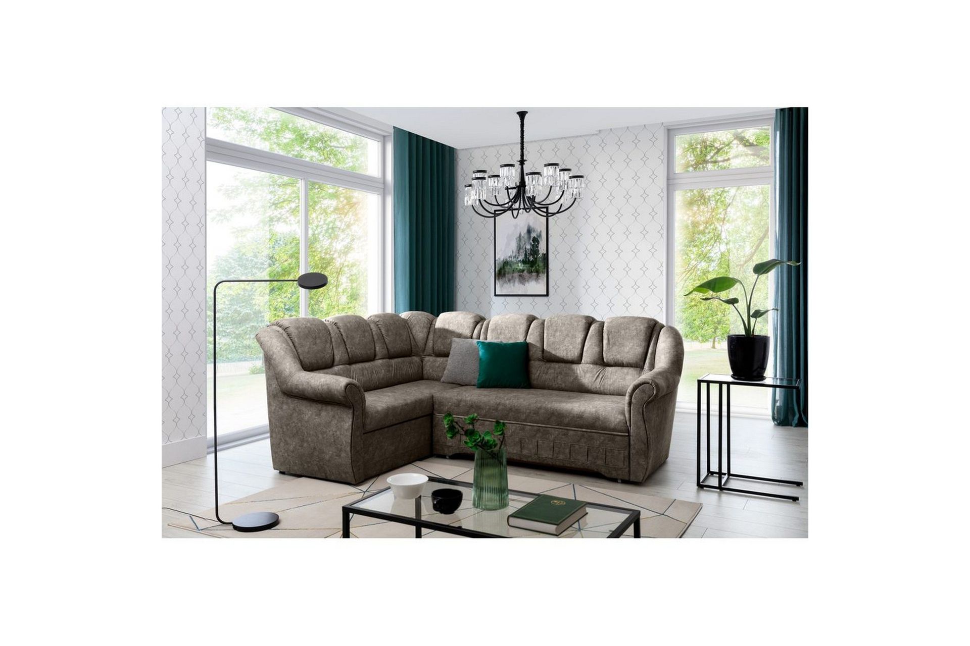 Seksjonssofa Eltap Lord II 243x195x112 cm - Dora 22, Brun, Venstre